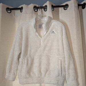 Adidas White Fleece Pullover